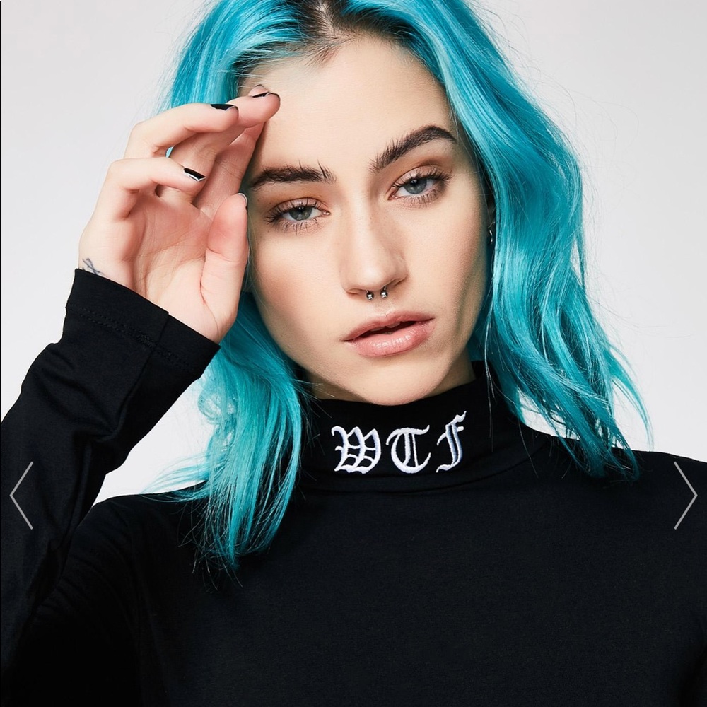 DOLLS KILL “WTF” mock neck top